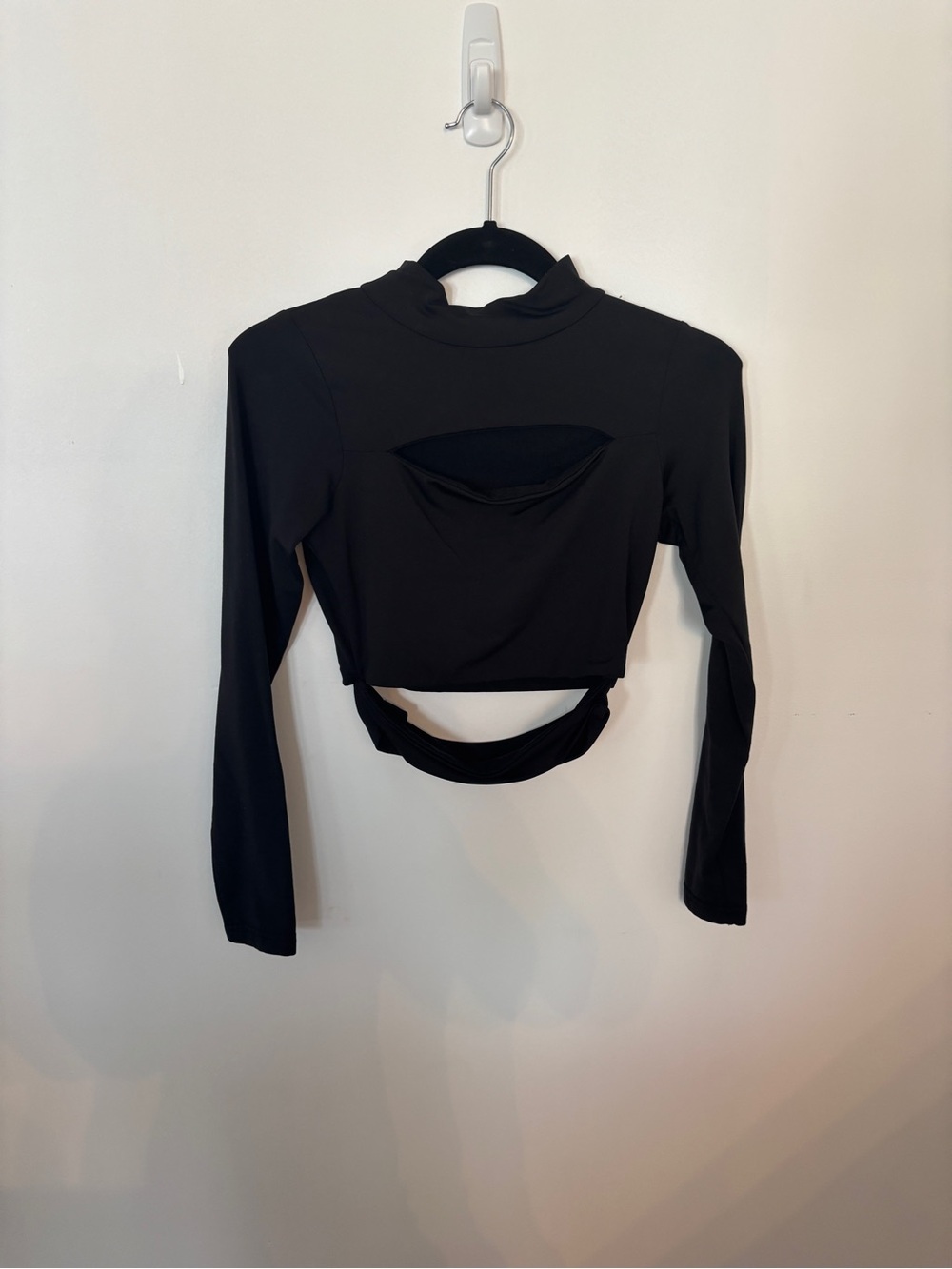 Forever 21 Black Long-Sleeve Cutout Wrap Crop Top